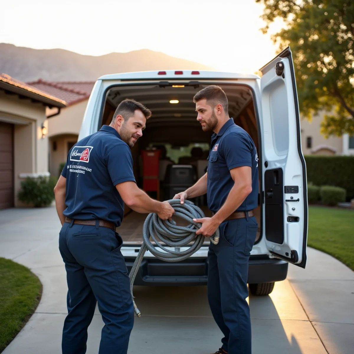 RC Water Pros technicians loading extraction equipment in Rancho Cucamonga