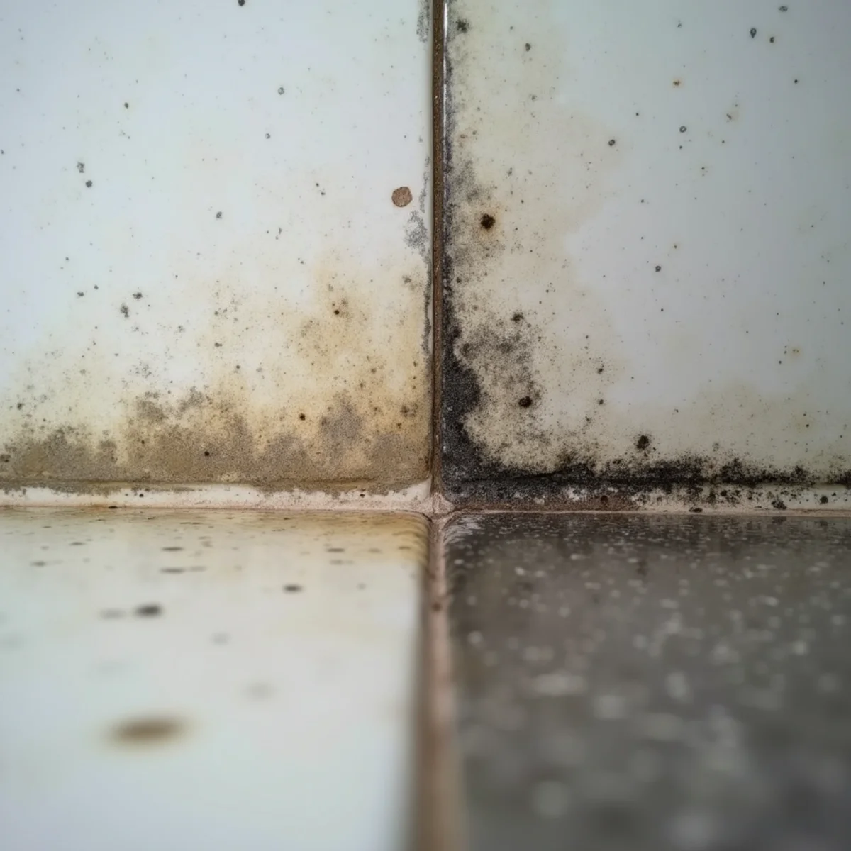 Comparison of surface mildew and structural mold growth in a Montclair, CA bathroom