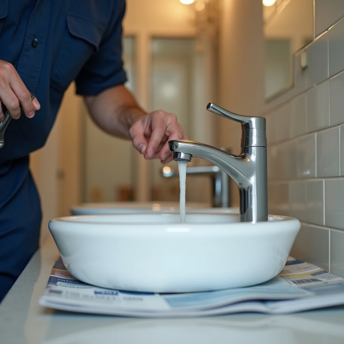 Weak stream of water from a bathroom faucet indicating low system pressure
