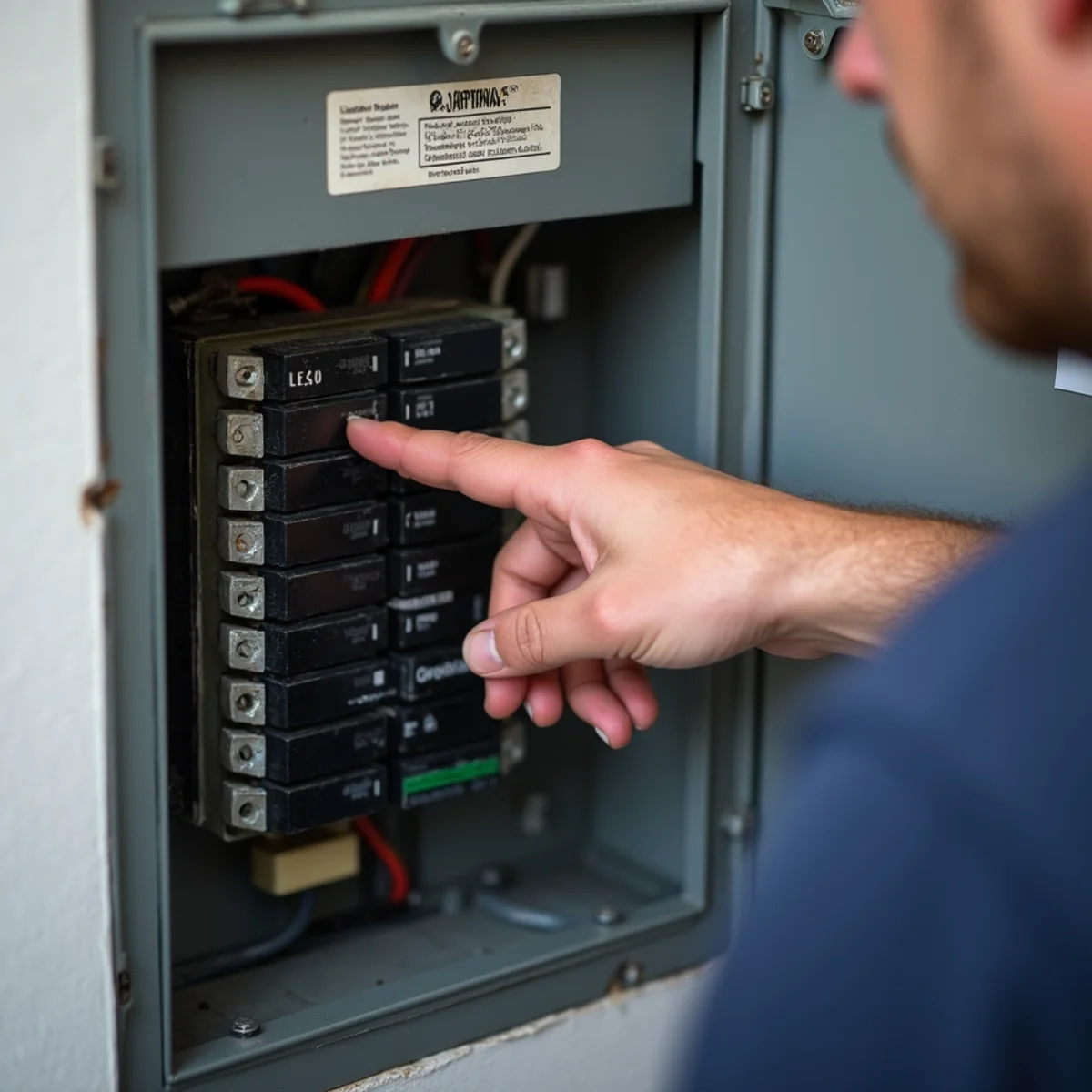Breaker panel with the laundry circuit being switched off