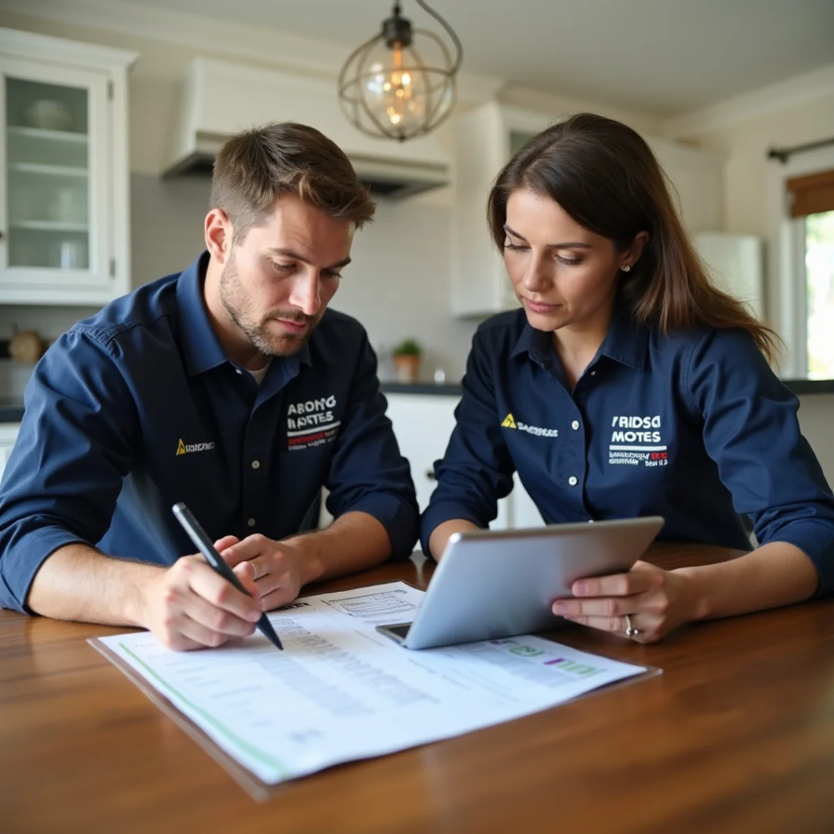 Restoration estimator reviewing a water damage scope with a homeowner in Rancho Cucamonga