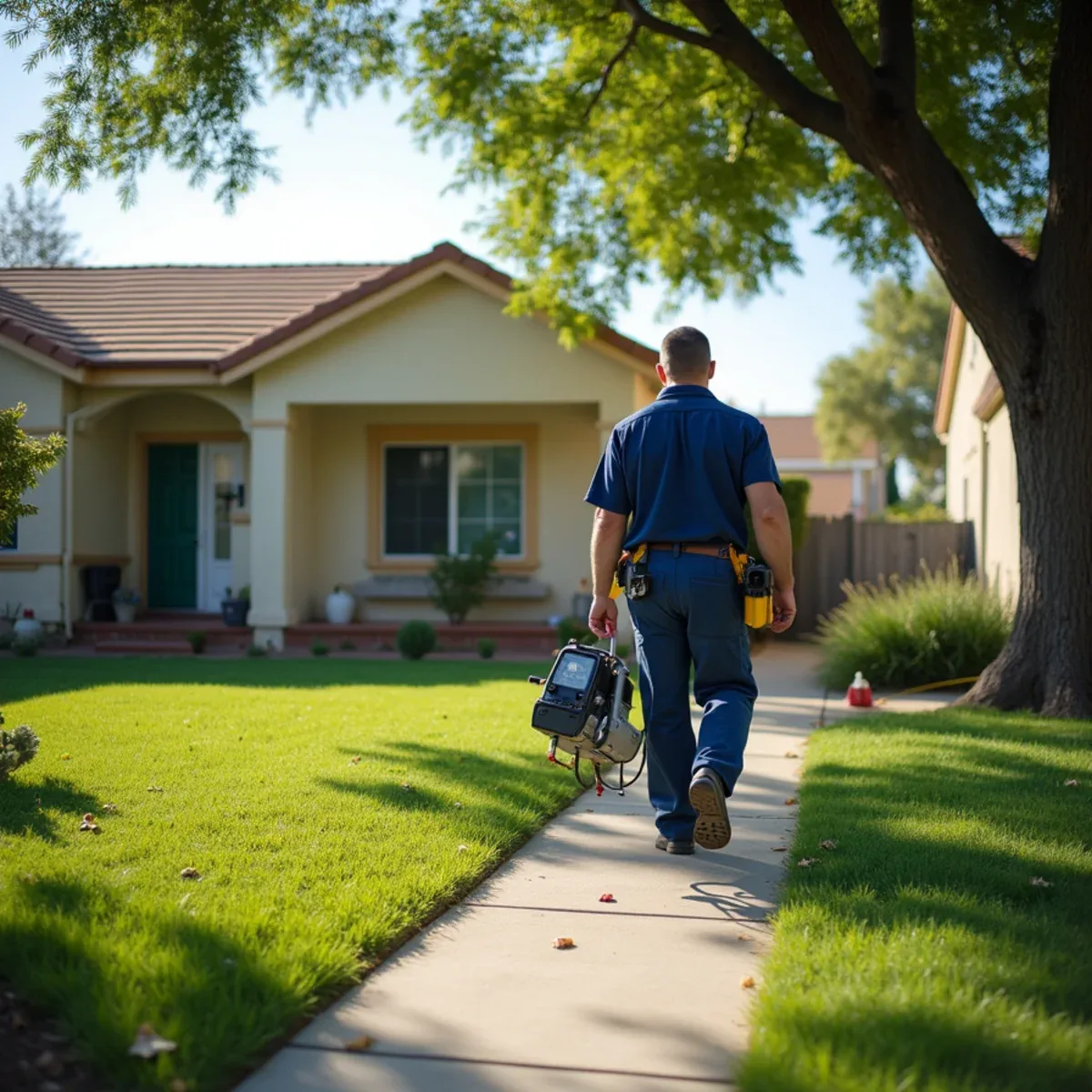 Water damage restoration crew at a small-lot post-war home near Church Street in Rancho Cucamonga, CA