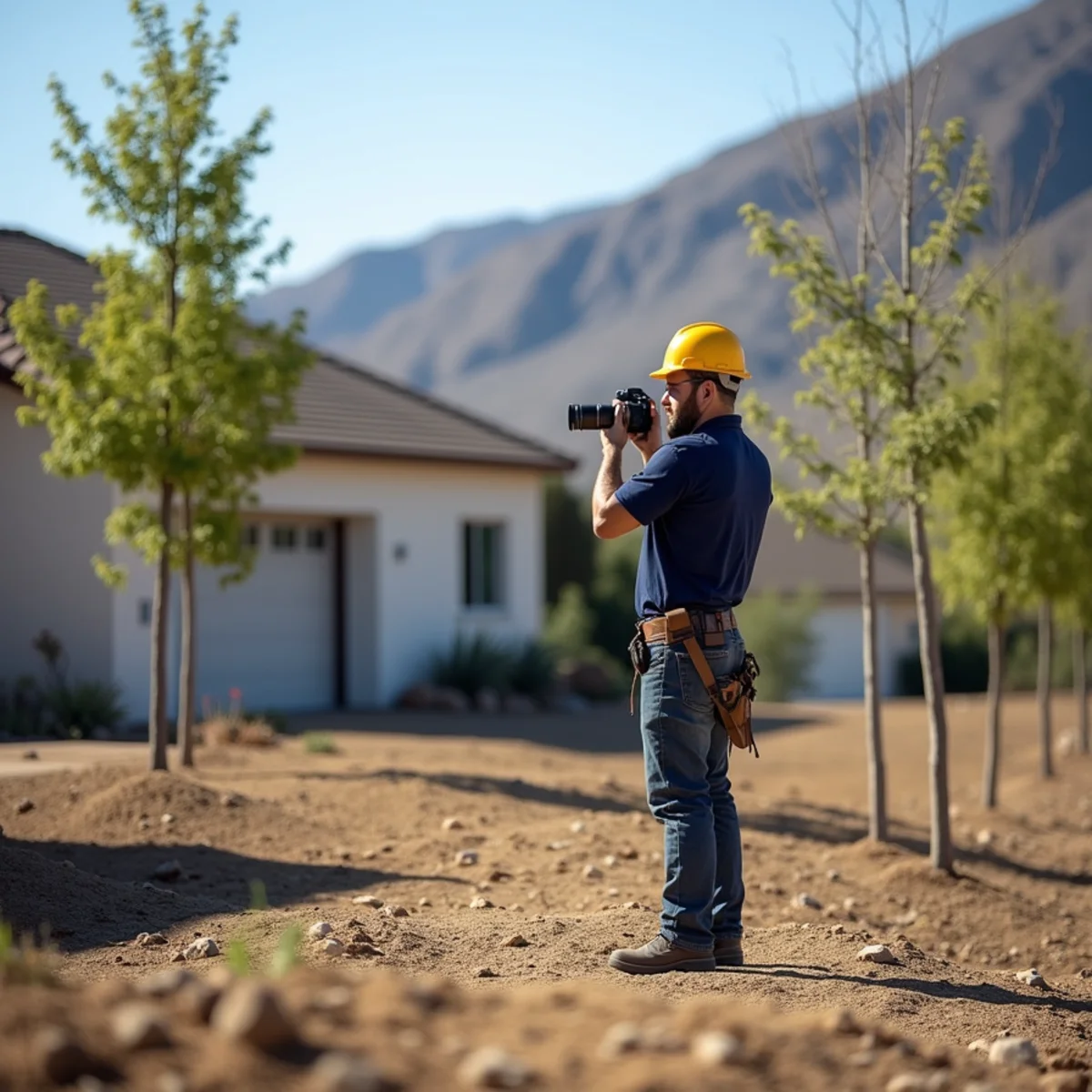 Water damage restoration technician at a newly built home in the Coyote Canyon area of Rancho Cucamonga, CA