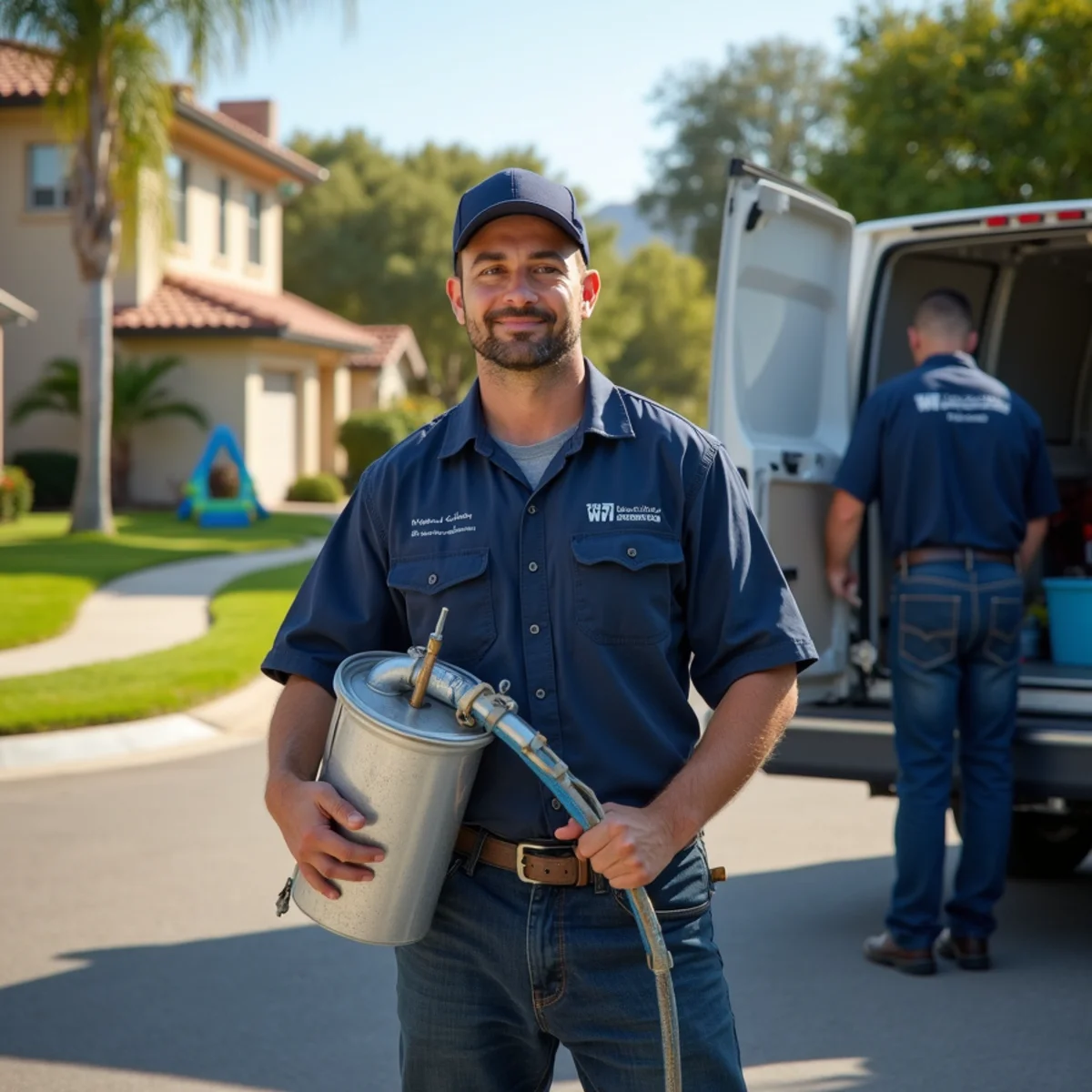 Restoration technician working at an HOA tract home near Heritage Community Park in Rancho Cucamonga, CA