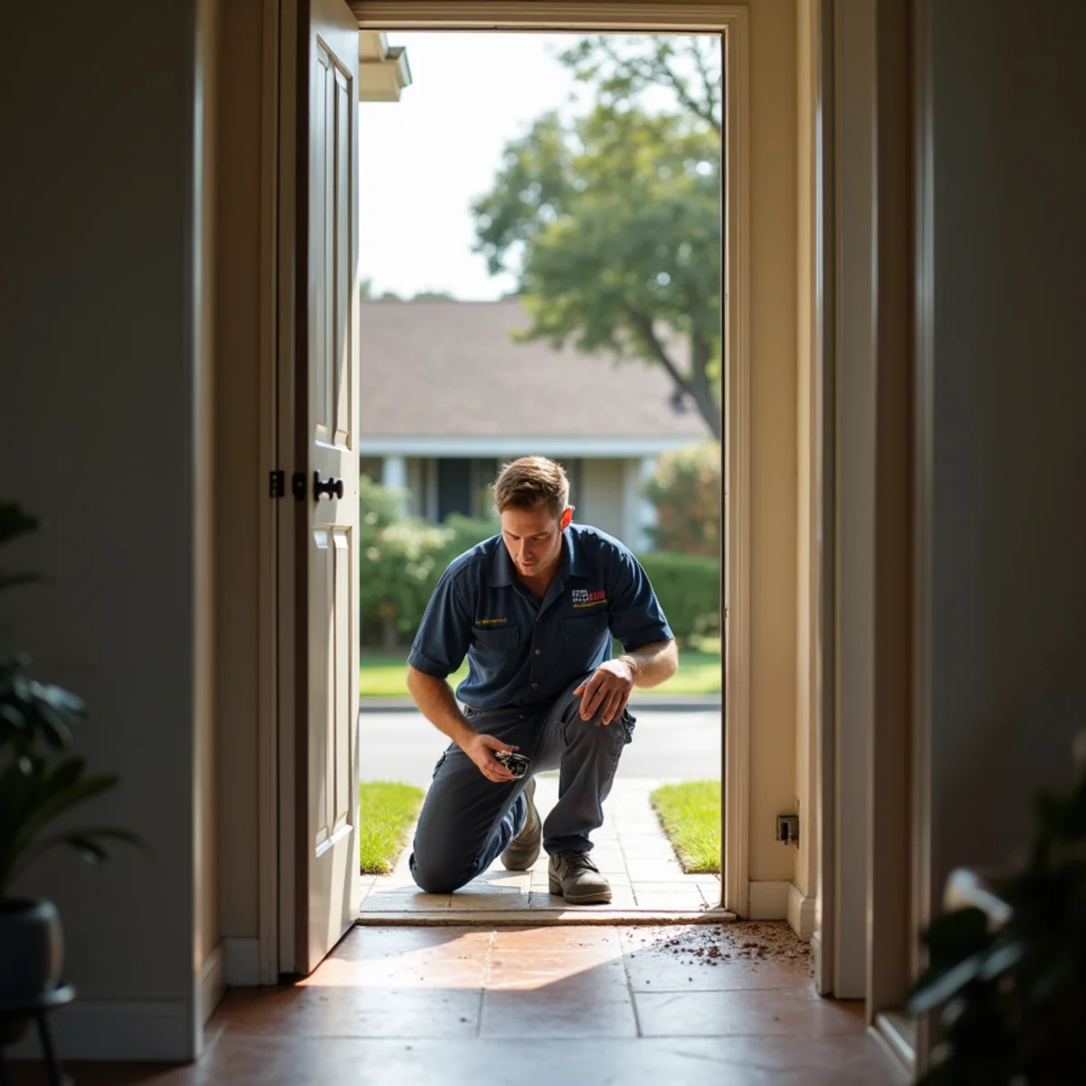 Water damage restoration technician at a 1970s single-story ranch home in Hermosa Park, Rancho Cucamonga, CA
