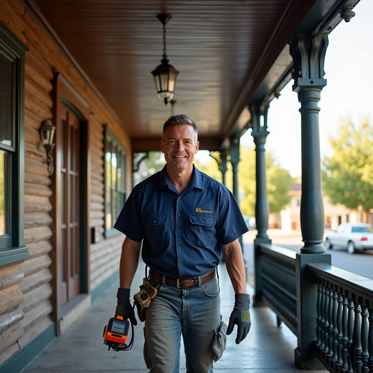 Water damage restoration crew at an early-20th-century home in Historic Cucamonga along Route 66, CA