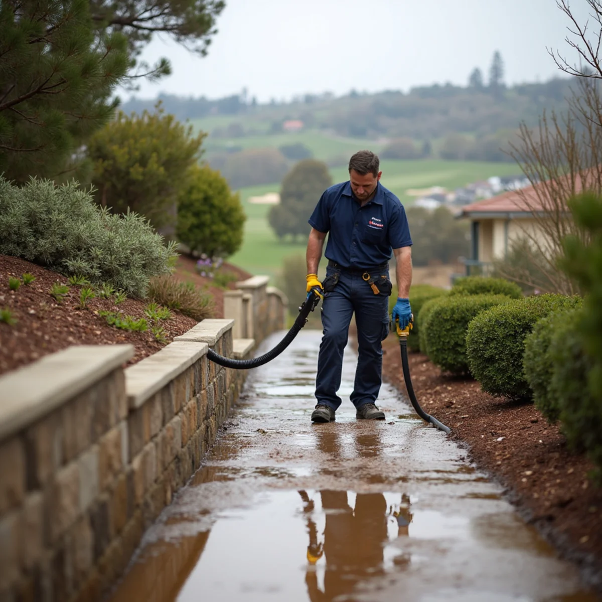 Restoration crew at a home on the slopes of Red Hill near Red Hill Community Park, Rancho Cucamonga, CA
