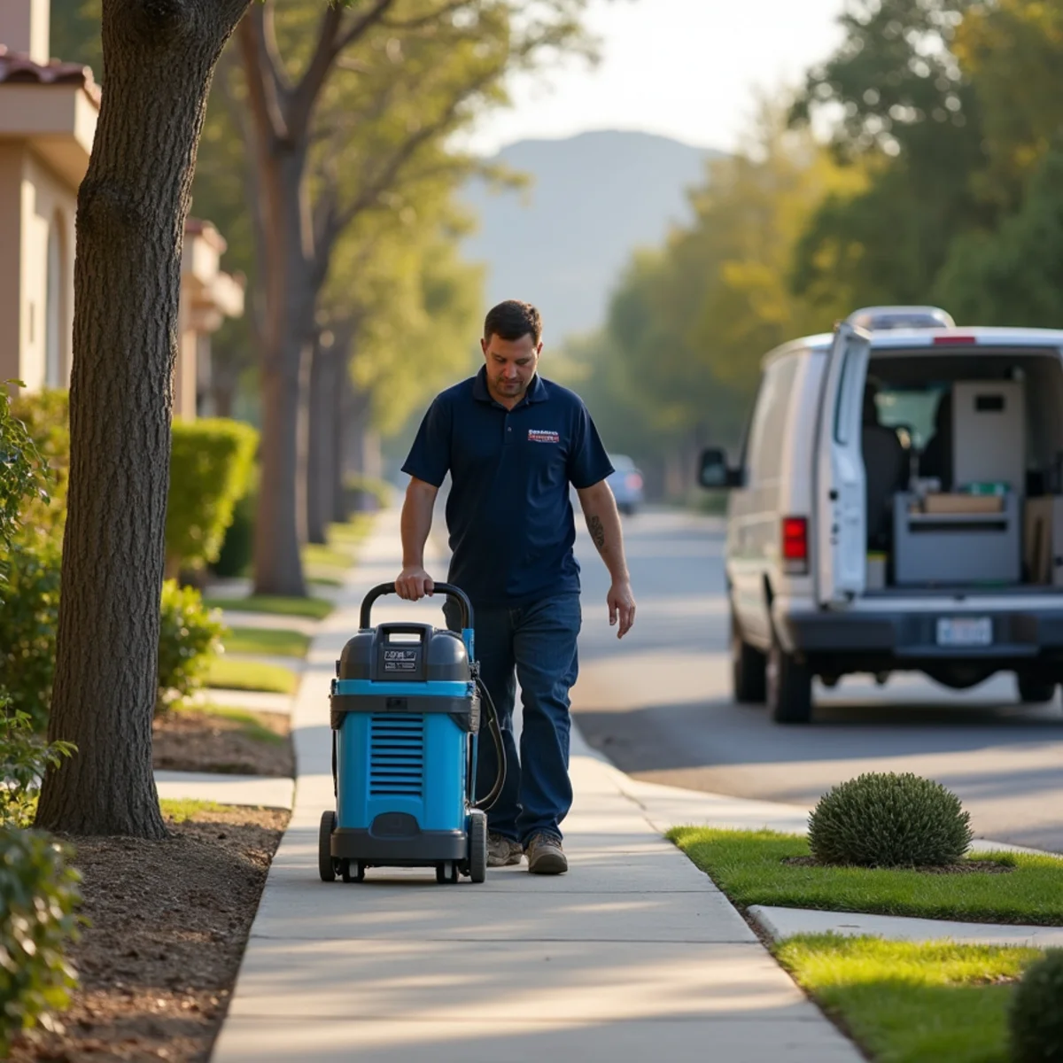 RC Water Pros crew responding in a Rancho Cucamonga neighborhood