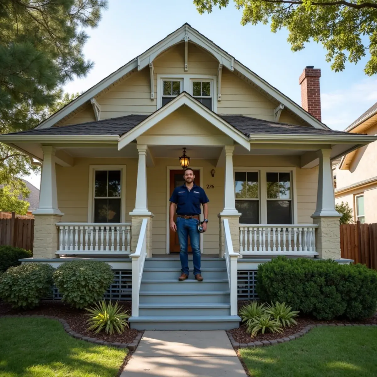 Restoration technician working in a 1920s bungalow in downtown San Bernardino, CA
